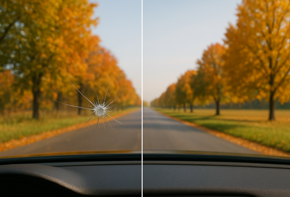 Windshields of different sizes prepared for installation at New Orleans Auto Glass
